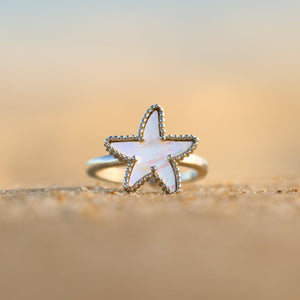 Mother of Pearl Starfish Ring - GoBeachy