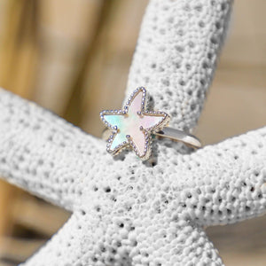 Mother of Pearl Starfish Ring - GoBeachy