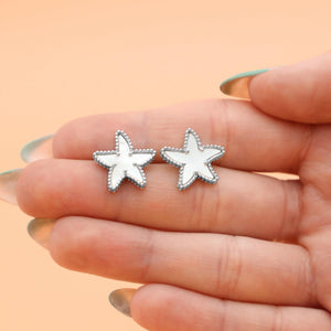 Mother of Pearl Starfish Studs - GoBeachy