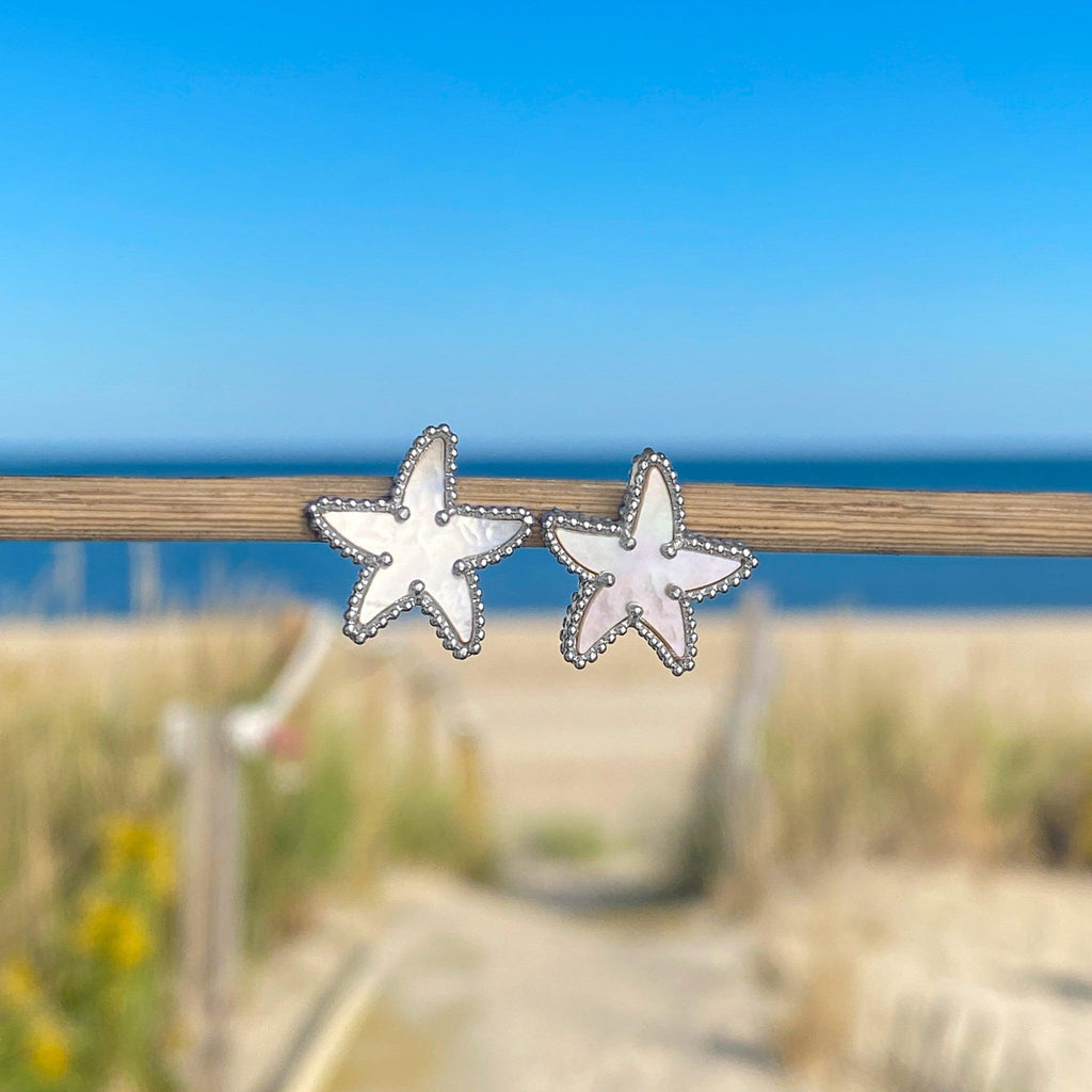 Mother of Pearl Starfish Studs - GoBeachy