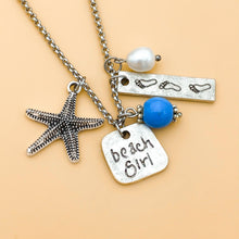 Load image into Gallery viewer, Multi-Charm Beach Girl Necklace - GoBeachy