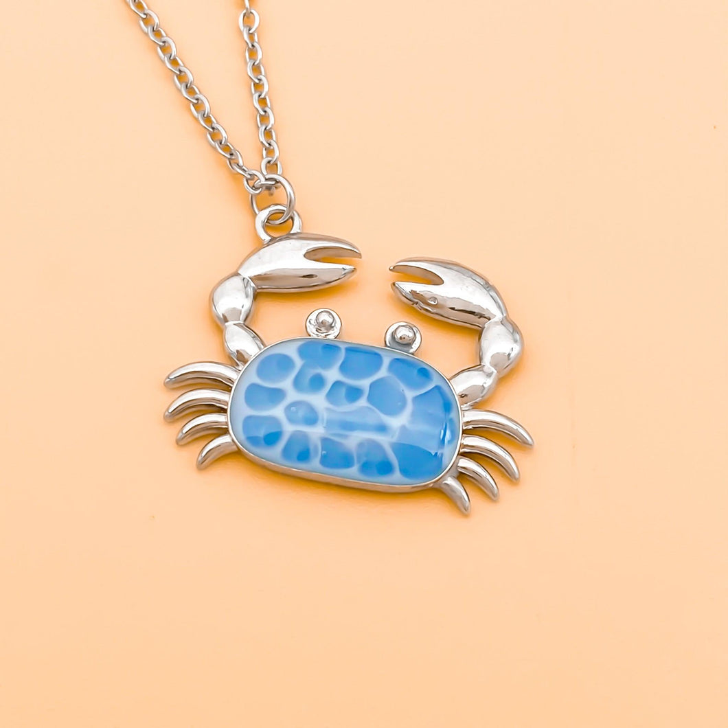 Ocean Resin Crab Necklace - GoBeachy