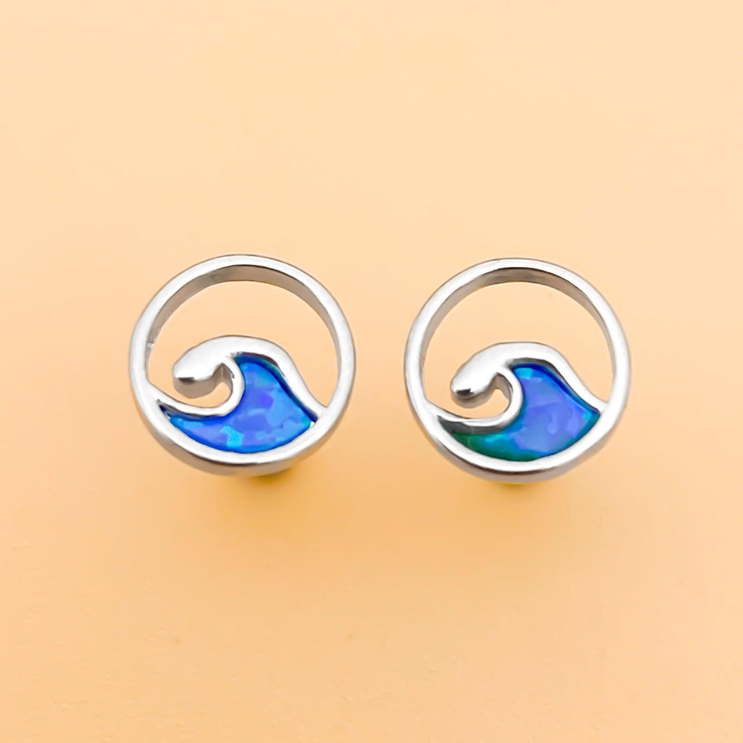 Opal Wave Circle Studs - GoBeachy