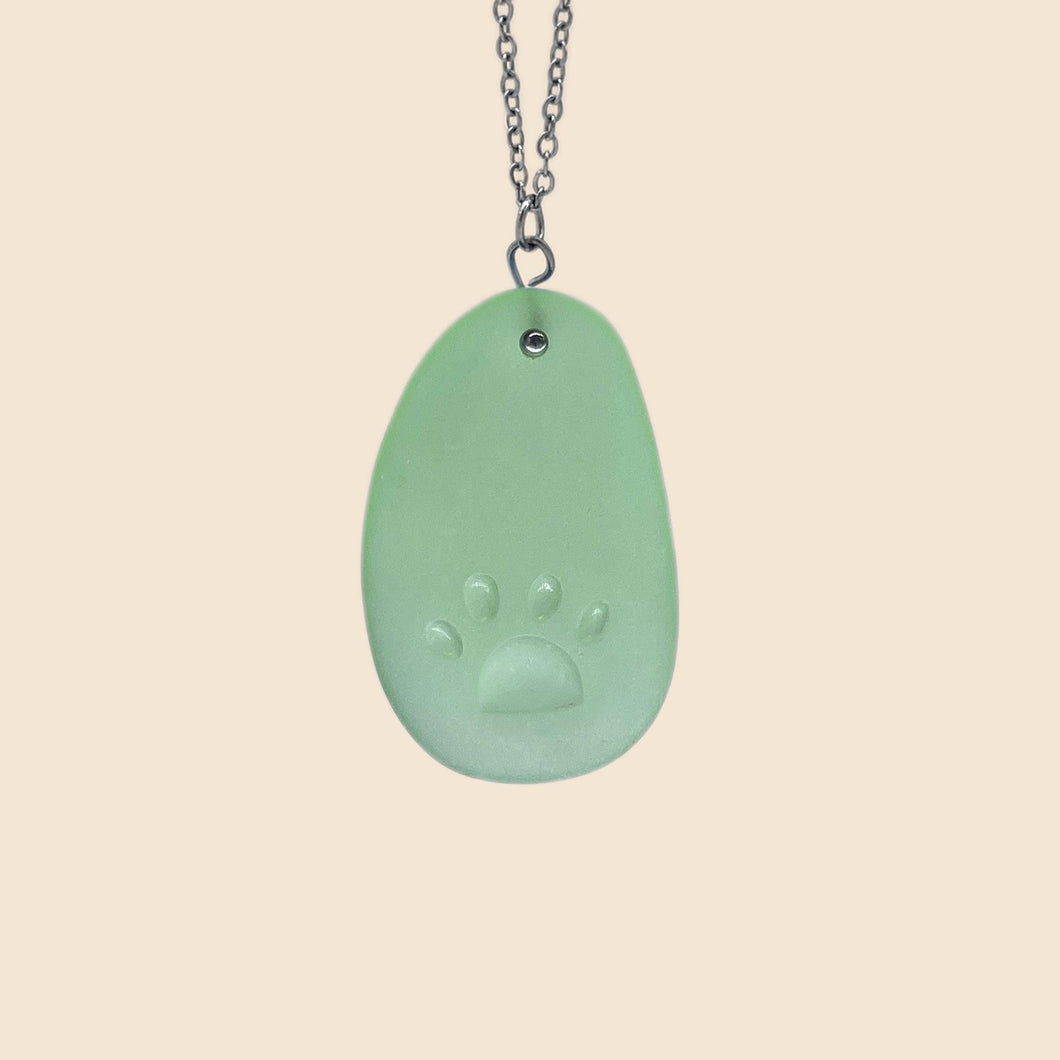 Sea Glass Beach Paw Necklace - GoBeachy