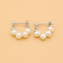 Load image into Gallery viewer, Sterling Silver Pearl Chain Studs - GoBeachy