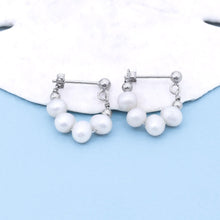 Load image into Gallery viewer, Sterling Silver Pearl Chain Studs - GoBeachy