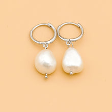 Load image into Gallery viewer, Sterling Silver Pearl Huggies - GoBeachy