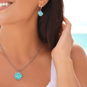 Turquoise Beach Paw Necklace - GoBeachy